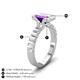 4 - Dionne 2.85 ctw Emerald Shape Amethyst (9 X 7 mm) accented Baguette Shape Lab Grown Diamonds Engagement Ring 