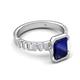 5 - Dionne 3.10 ctw Emerald Shape Created Blue Sapphire (9 X 7 mm) accented Baguette Shape Lab Grown Diamonds Engagement Ring 
