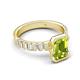 5 - Dionne 3.05 ctw Emerald Shape Peridot (9 X 7 mm) accented Baguette Shape Lab Grown Diamonds Engagement Ring 