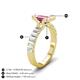 4 - Dionne 3.45 ctw Emerald Shape Pink Tourmaline (9 X 7 mm) accented Baguette Shape Lab Grown Diamonds Engagement Ring 