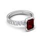 5 - Dionne 3.60 ctw Emerald Shape Red Garnet (9 X 7 mm) accented Baguette Shape Lab Grown Diamonds Engagement Ring 