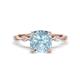 1 - Nuria 1.61 ctw Cushion Shape Aquamarine (7.00 mm) accented Natural Diamonds Engagement Ring 