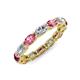 5 - Madison 5x3 mm Oval Forever One Moissanite and Pink Tourmaline Eternity Band 