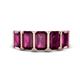 1 - Brianna 3.75 ctw Emerald Shape Rhodolite Garnet (6X4 mm) Five Stone Wedding Band 