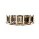 1 - Brianna 2.75 ctw Emerald Shape Smoky Quartz (6X4 mm) Five Stone Wedding Band 