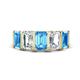 1 - Brianna 3.50 ctw Emerald Shape Blue Topaz and Lab Grown Diamonds (6x4 mm) Five Stone Wedding Band 