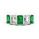 1 - Brianna 2.90 ctw Emerald Shape Emerald and Lab Grown Diamonds (6x4 mm) Five Stone Wedding Band 