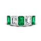 1 - Brianna 2.90 ctw Emerald Shape Emerald and Lab Grown Diamonds (6x4 mm) Five Stone Wedding Band 