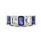 1 - Brianna 3.05 ctw Emerald Shape Iolite and Lab Grown Diamonds (6x4 mm) Five Stone Wedding Band 