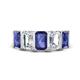1 - Brianna 3.05 ctw Emerald Shape Iolite and Lab Grown Diamonds (6x4 mm) Five Stone Wedding Band 