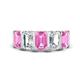 1 - Brianna 3.20 ctw Emerald Shape Pink Sapphire and Lab Grown Diamonds (6x4 mm) Five Stone Wedding Band 