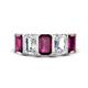 1 - Brianna 3.65 ctw Emerald Shape Rhodolite Garnet and Lab Grown Diamonds (6x4 mm) Five Stone Wedding Band 