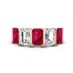 1 - Brianna 3.20 ctw Emerald Shape Ruby and Lab Grown Diamonds (6x4 mm) Five Stone Wedding Band 