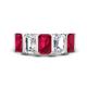 1 - Brianna 3.20 ctw Emerald Shape Ruby and Lab Grown Diamonds (6x4 mm) Five Stone Wedding Band 