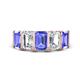 1 - Brianna 3.20 ctw Emerald Shape Tanzanite and Lab Grown Diamonds (6x4 mm) Five Stone Wedding Band 