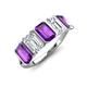 3 - Brianna 3.20 ctw Emerald Shape Amethyst and Lab Grown Diamonds (6x4 mm) Five Stone Wedding Band 
