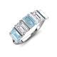 3 - Brianna 2.90 ctw Emerald Shape Aquamarine and Lab Grown Diamonds (6x4 mm) Five Stone Wedding Band 