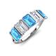 3 - Brianna 3.50 ctw Emerald Shape Blue Topaz and Lab Grown Diamonds (6x4 mm) Five Stone Wedding Band 