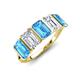 3 - Brianna 3.50 ctw Emerald Shape Blue Topaz and Lab Grown Diamonds (6x4 mm) Five Stone Wedding Band 