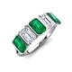 3 - Brianna 2.90 ctw Emerald Shape Emerald and Lab Grown Diamonds (6x4 mm) Five Stone Wedding Band 