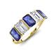 3 - Brianna 3.05 ctw Emerald Shape Iolite and Lab Grown Diamonds (6x4 mm) Five Stone Wedding Band 