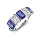 3 - Brianna 3.05 ctw Emerald Shape Iolite and Lab Grown Diamonds (6x4 mm) Five Stone Wedding Band 