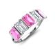 3 - Brianna 3.20 ctw Emerald Shape Pink Sapphire and Lab Grown Diamonds (6x4 mm) Five Stone Wedding Band 