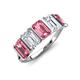 3 - Brianna 3.20 ctw Emerald Shape Pink Tourmaline and Lab Grown Diamonds (6x4 mm) Five Stone Wedding Band 