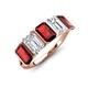 3 - Brianna 3.74 ctw Emerald Shape Red Garnet and Lab Grown Diamonds (6x4 mm) Five Stone Wedding Band 