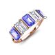 3 - Brianna 3.20 ctw Emerald Shape Tanzanite and Lab Grown Diamonds (6x4 mm) Five Stone Wedding Band 