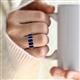 2 - Brianna 3.50 ctw Emerald Shape Blue Sapphire (6X4 mm) Five Stone Wedding Band 