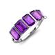 3 - Brianna 3.00 ctw Emerald Shape Amethyst (6X4 mm) Five Stone Wedding Band 