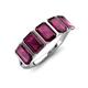 3 - Brianna 3.75 ctw Emerald Shape Rhodolite Garnet (6X4 mm) Five Stone Wedding Band 