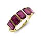 3 - Brianna 3.75 ctw Emerald Shape Rhodolite Garnet (6X4 mm) Five Stone Wedding Band 