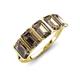 3 - Brianna 2.75 ctw Emerald Shape Smoky Quartz (6X4 mm) Five Stone Wedding Band 