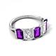5 - Brianna 3.20 ctw Emerald Shape Amethyst and Lab Grown Diamonds (6x4 mm) Five Stone Wedding Band 