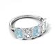 5 - Brianna 2.90 ctw Emerald Shape Aquamarine and Lab Grown Diamonds (6x4 mm) Five Stone Wedding Band 