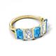 5 - Brianna 3.50 ctw Emerald Shape Blue Topaz and Lab Grown Diamonds (6x4 mm) Five Stone Wedding Band 