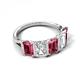 5 - Brianna 3.20 ctw Emerald Shape Pink Tourmaline and Lab Grown Diamonds (6x4 mm) Five Stone Wedding Band 