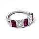 5 - Brianna 3.65 ctw Emerald Shape Rhodolite Garnet and Lab Grown Diamonds (6x4 mm) Five Stone Wedding Band 