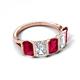 5 - Brianna 3.20 ctw Emerald Shape Ruby and Lab Grown Diamonds (6x4 mm) Five Stone Wedding Band 