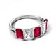 5 - Brianna 3.20 ctw Emerald Shape Ruby and Lab Grown Diamonds (6x4 mm) Five Stone Wedding Band 