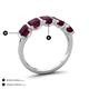 4 - Brianna 3.75 ctw Emerald Shape Rhodolite Garnet (6X4 mm) Five Stone Wedding Band 