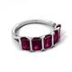 5 - Brianna 3.75 ctw Emerald Shape Rhodolite Garnet (6X4 mm) Five Stone Wedding Band 