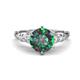 1 - Iyana 2.43 ctw Created Alexandrite (8.00 mm) accented Natural Diamonds Engagement Ring 