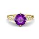 1 - Iyana 2.08 ctw Amethyst (8.00 mm) accented Natural Diamonds Engagement Ring 