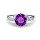 1 - Iyana 2.08 ctw Amethyst (8.00 mm) accented Natural Diamonds Engagement Ring 
