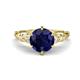 1 - Iyana 2.68 ctw Created Blue Sapphire (8.00 mm) accented Natural Diamonds Engagement Ring 
