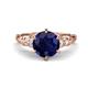 1 - Iyana 2.68 ctw Created Blue Sapphire (8.00 mm) accented Natural Diamonds Engagement Ring 