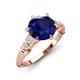 3 - Iyana 2.68 ctw Created Blue Sapphire (8.00 mm) accented Natural Diamonds Engagement Ring 